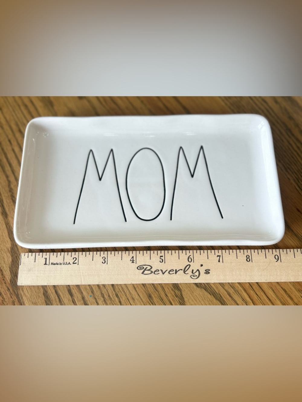 Rae Dunn White Ceramic MOM Trinket Dish with Black Script, NWT